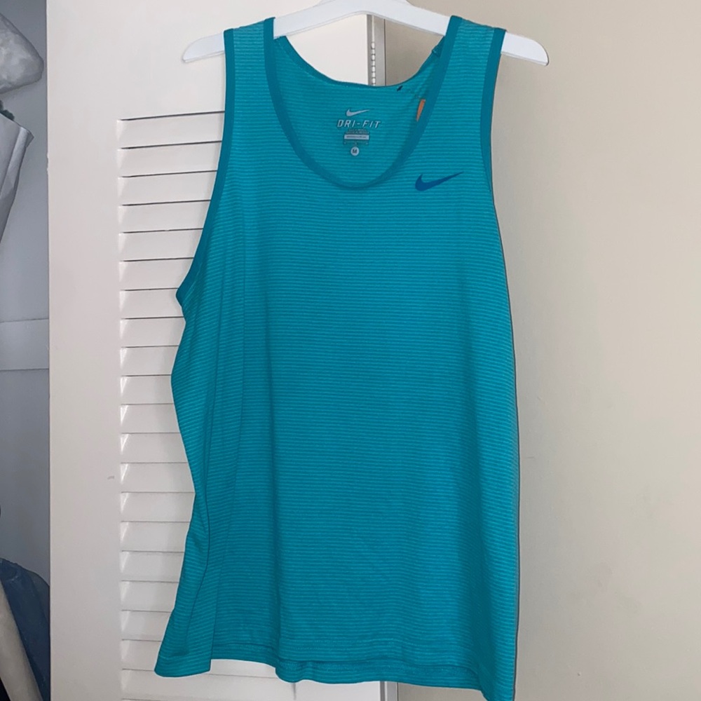 AQUA BLUE NIKE STRIPED TANK TOP
